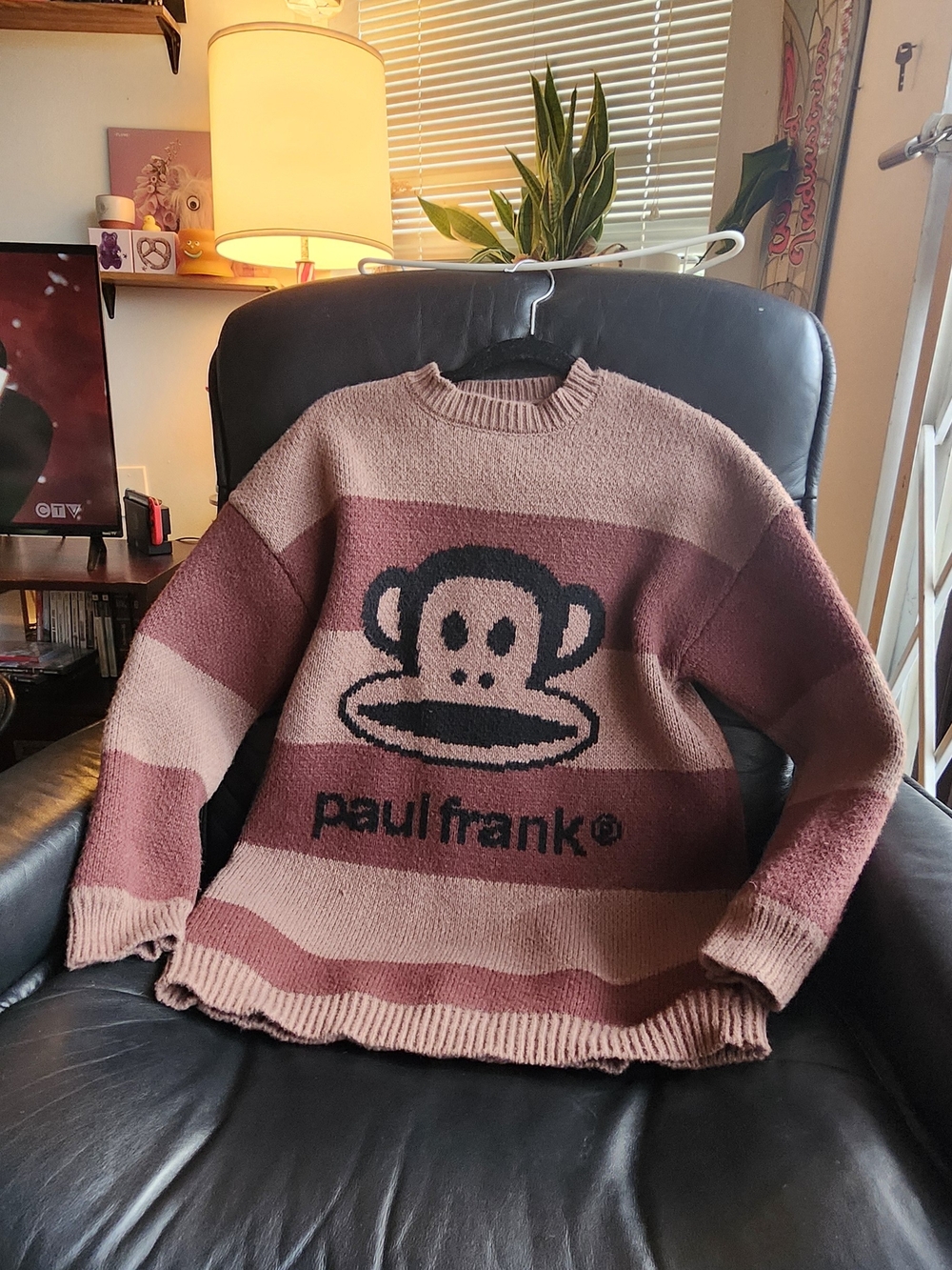 Paul Frank Striped Crewneck Sweater in Coffee And Tan